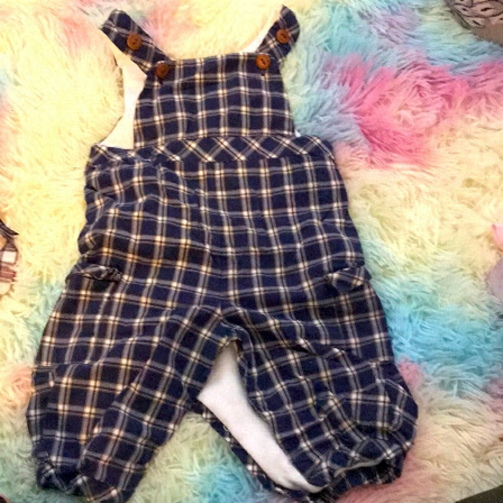 Baby boy jacadi French overalls plaid 12 m months